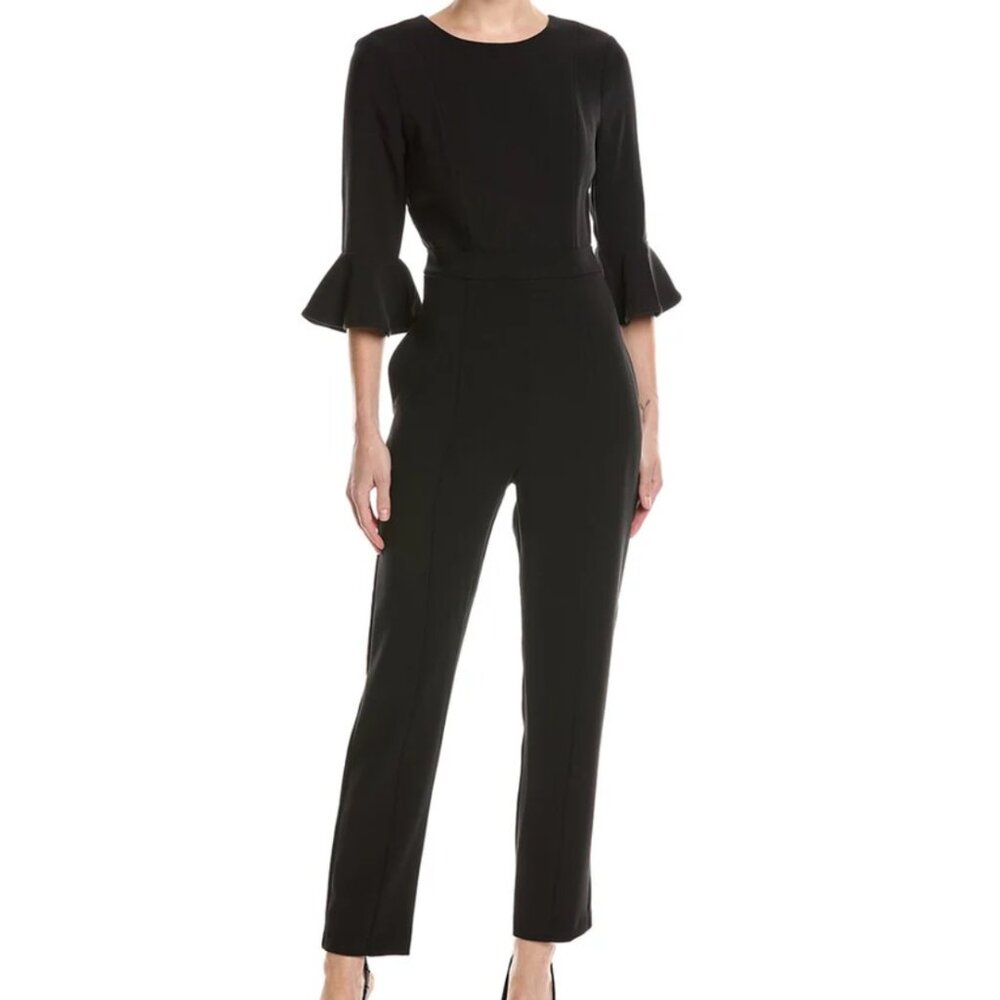 Black Halo Brooklyn Flare Sleeved‎ Jumpsuit in Black sz 4